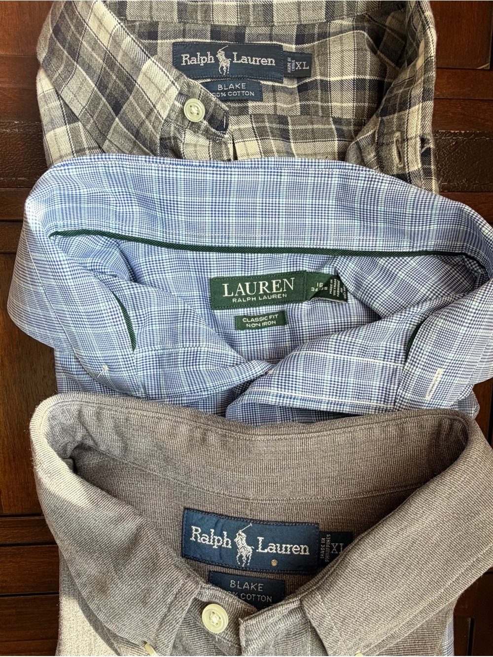 Ralph Lauren BUNDLE of THREE Men’s Button-Down Shirt Trio XL